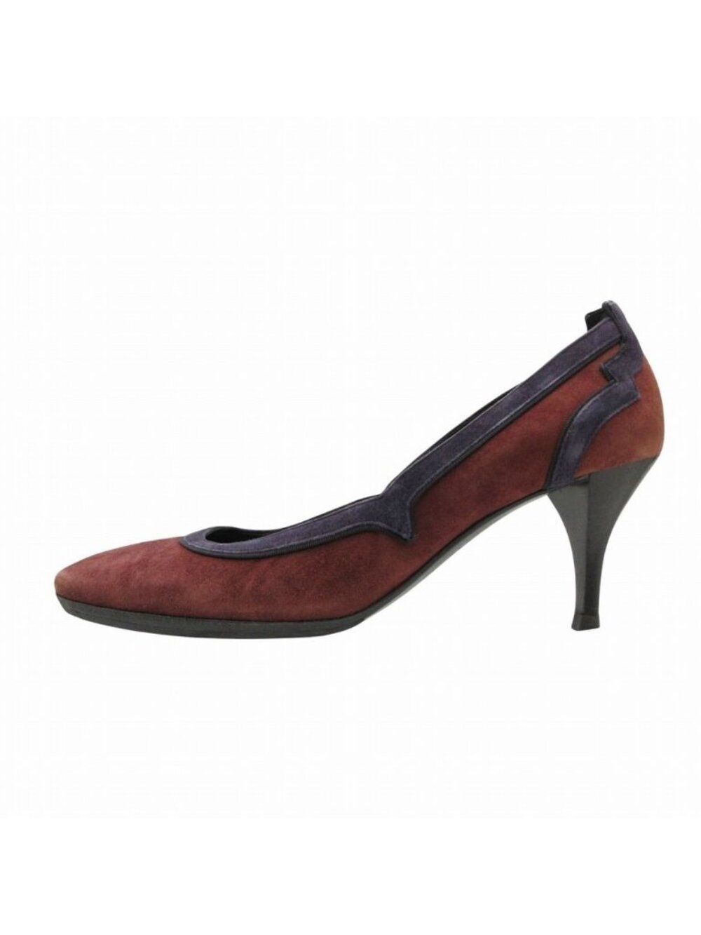 Hermes Pumps Suede Switch Heels Shoes Brown Navy